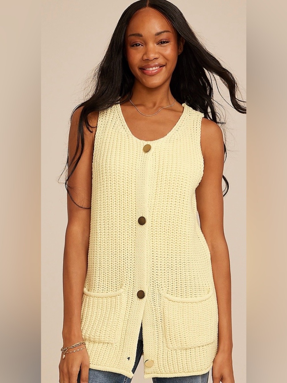 Maurices Cream Chunky Knit Button Vest size 2x/3x